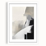 Abstract minimalist wall art framed in white with a mat, showcasing a clean design that enhances modern decor, perfect for stylish interior aesthetics.