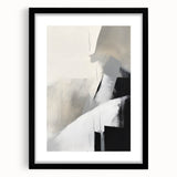 Abstract minimalist wall art featuring geometric shapes and soft pastel colors, elegantly framed with a white mat, perfect for modern home decor.