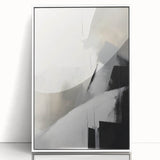 Framed minimalist wall art featuring an abstract design with soft, muted colors on a white background, ideal for modern decor and enhancing interior aesthetics.