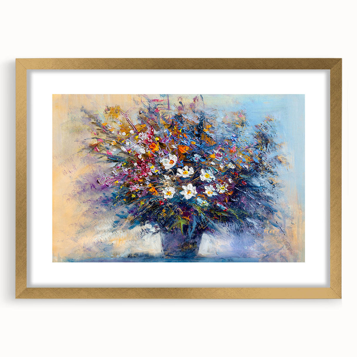 Elegant Floral Bouquet Wall Art – Abstract Canvas for Living Room
