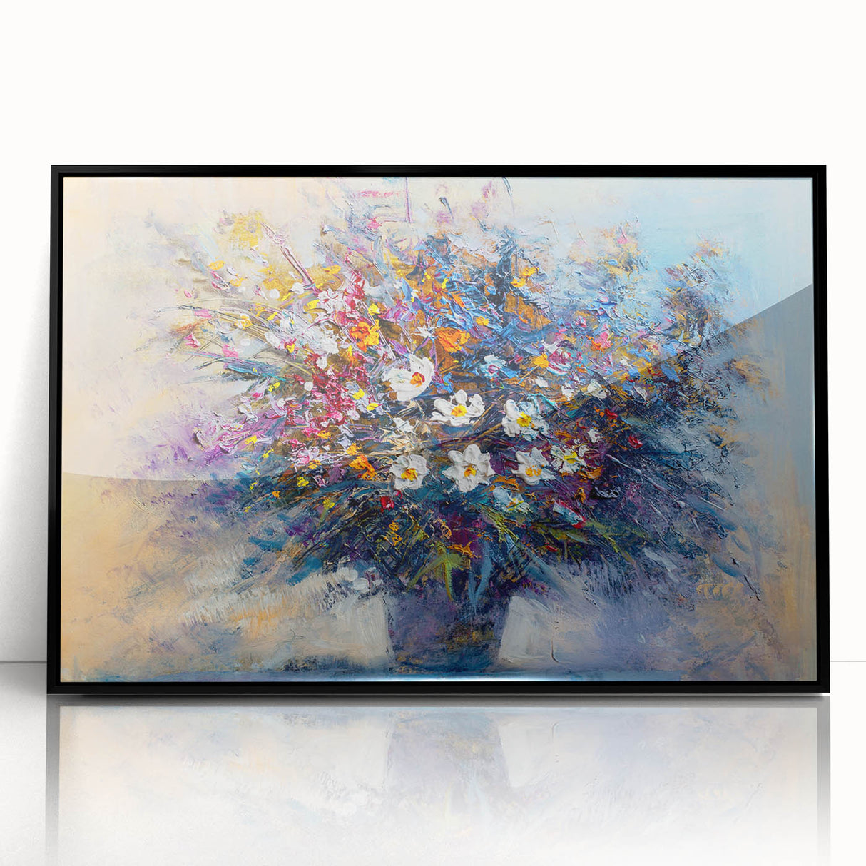 Elegant Floral Bouquet Wall Art – Abstract Canvas for Living Room