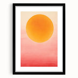 Abstract minimalist wall art framed in black, featuring geometric shapes and soft neutral tones, ideal for modern decor enhancement in living spaces.