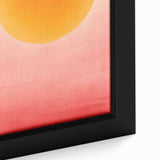 Close-up of a framed abstract minimalist wall art canvas featuring soft pastel colors, geometric shapes, and a textured surface, ideal for modern home decor.