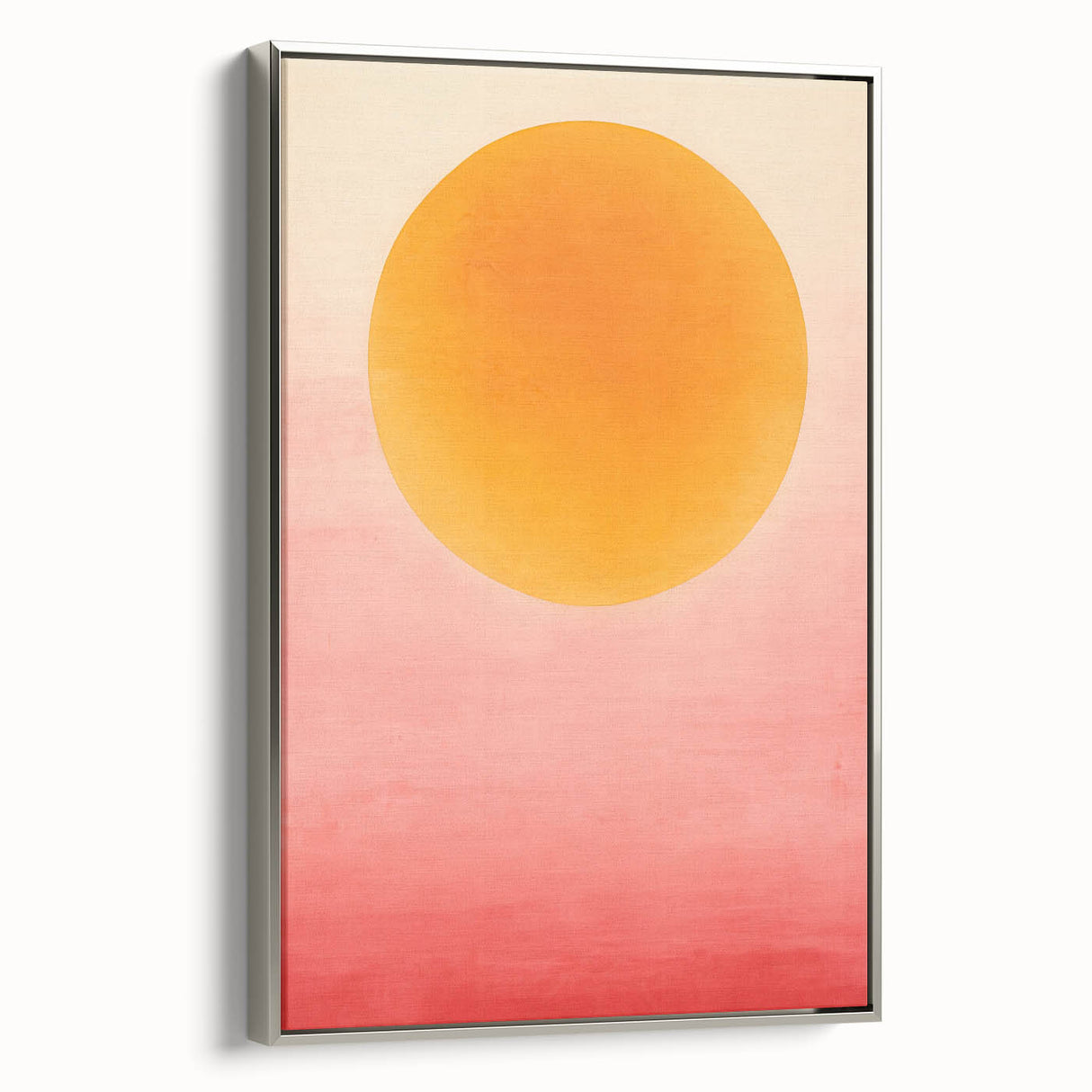 Framed minimalist abstract wall art in silver, showcasing geometric shapes and soft hues, designed to enhance modern interior decor. Perfect for contemporary spaces.