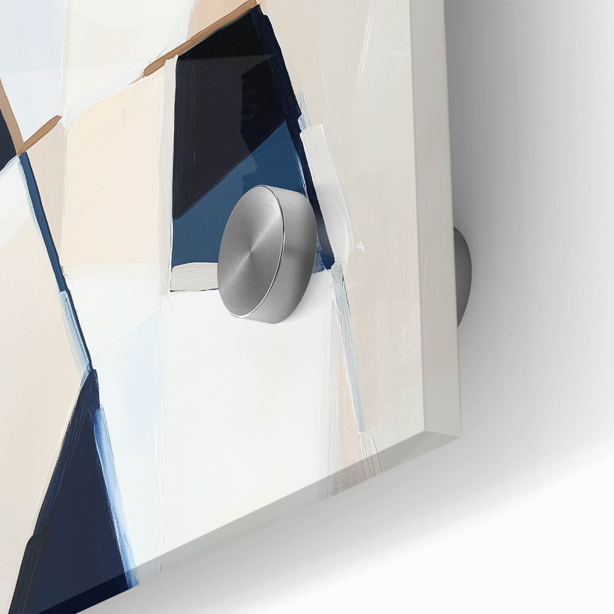 Geometric Abstract Wall Decor – Navy and Beige Minimalist Canvas