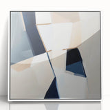 Geometric Abstract Wall Decor – Navy and Beige Minimalist Canvas