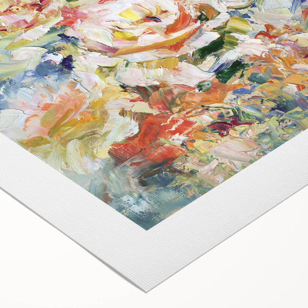 Romantic Floral Wall Art – Impressionist Rose Canvas for Living Room