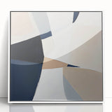 Minimalist Abstract Wall Art – Neutral Beige and Navy Canvas