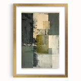Abstract minimalist wall art framed in gold, featuring geometric shapes and soft colors, perfect for modern home decor. Ideal for enhancing any living space aesthetic.