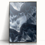 Framed acrylic artwork showcasing a stunning cave landscape with silver accents, ideal for modern decor, emphasizing natural beauty and artistic design.