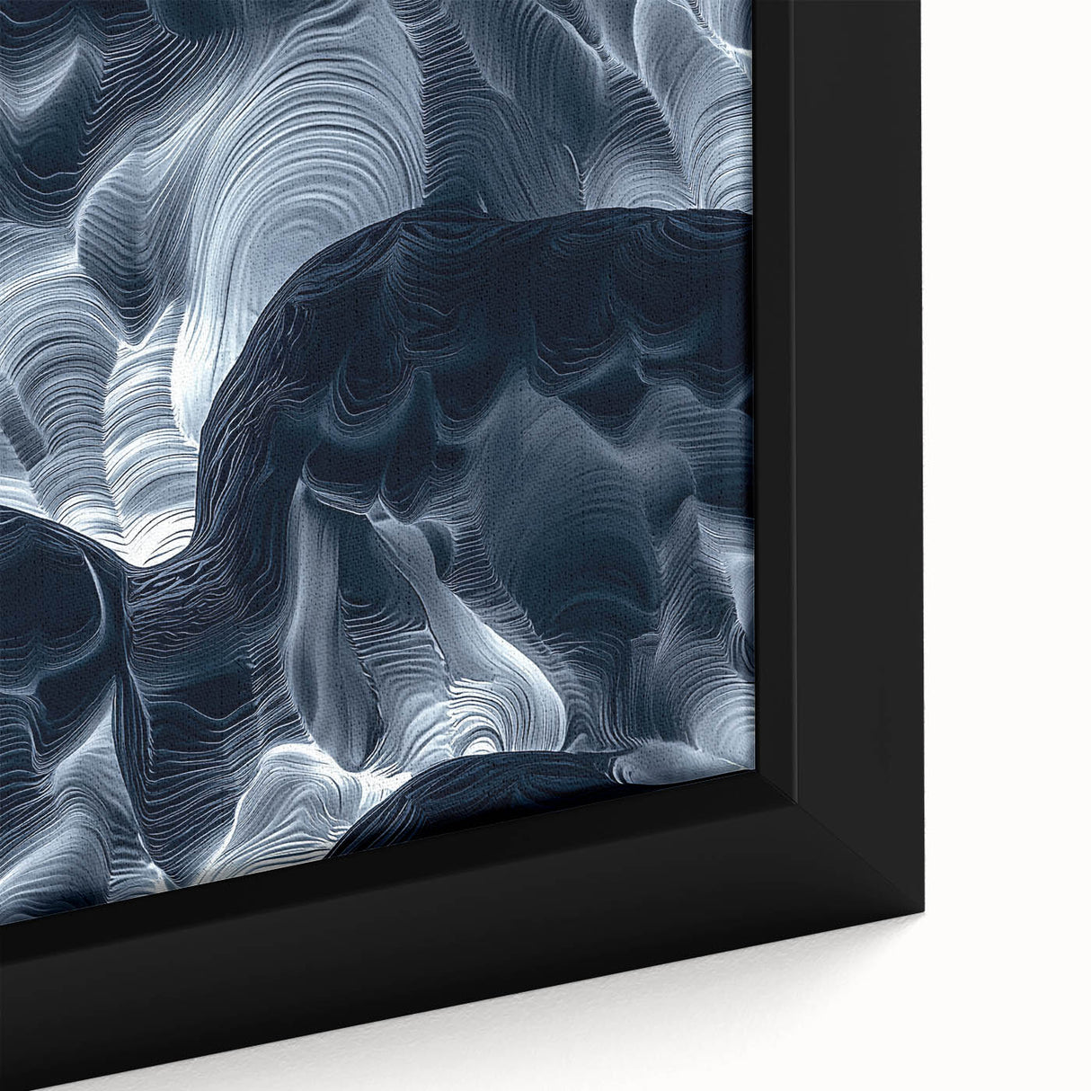 Close-up of a framed canvas showcasing a vibrant landscape design with intricate cave-like textures, ideal for enhancing home decor with natural beauty.