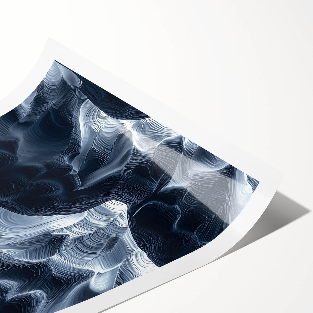 Stunning rolled print showcasing a serene landscape featuring intricate cave formations and earthy tones, elegantly packaged in a protective cardboard tube for easy display.