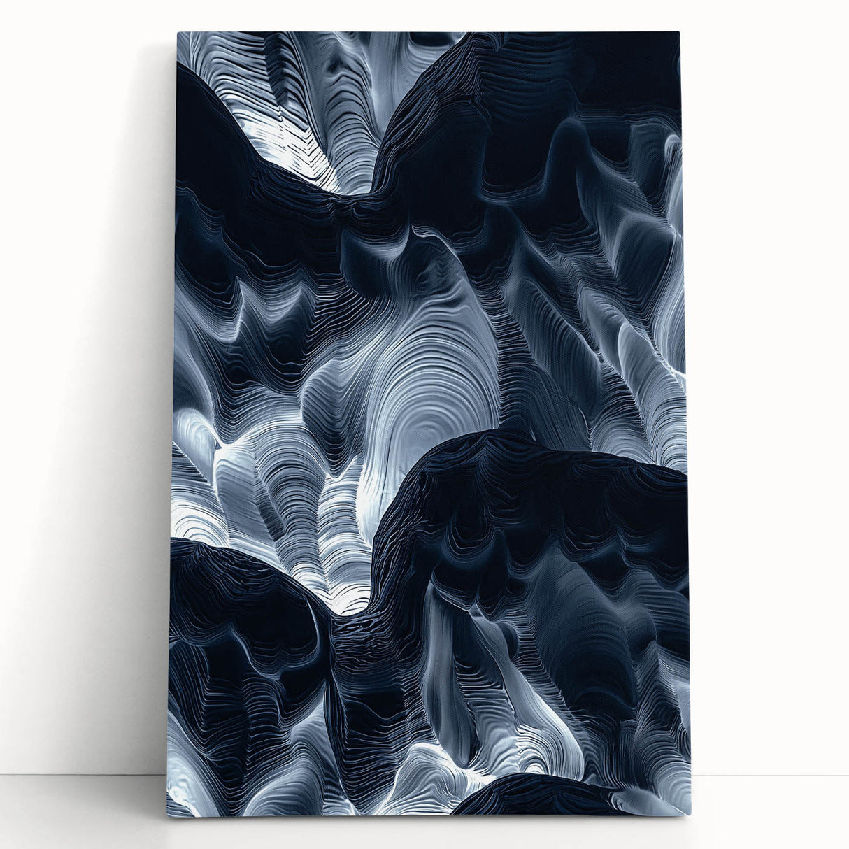 Stretched canvas artwork showcasing a vibrant landscape with caves, featuring rich earth tones and intricate details, ideal for enhancing home decor.