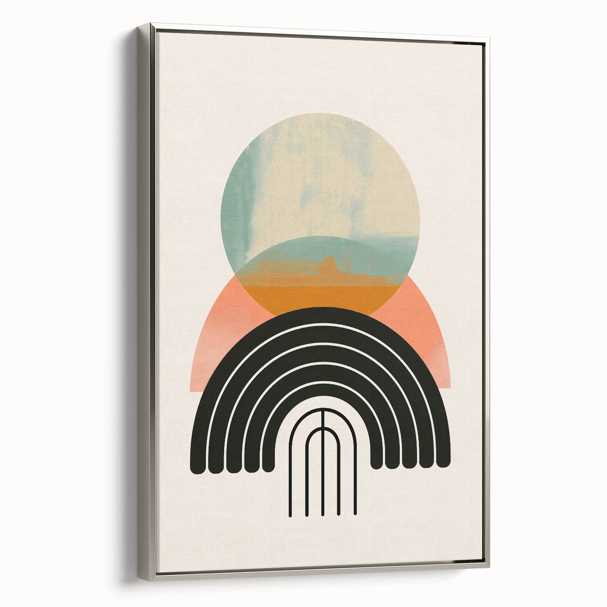 Canvas Art for Dining Area - Retro Geometric Abstract Print