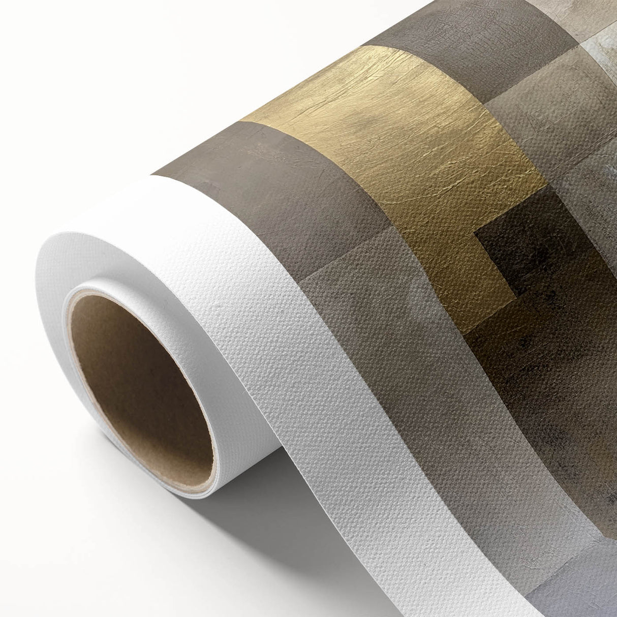 Abstract Geometric Wall Art – Gold and Beige Modern Canvas Print