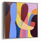 Abstract geometric framed canvas artwork showcasing a sleek silver frame, highlighting intricate patterns and modern design elements, perfect for contemporary decor.