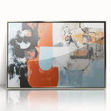 Framed acrylic art piece showcasing an abstract design of colorful splatters in silver, perfect for modern home decor. Ideal for adding a vibrant touch to any living space.