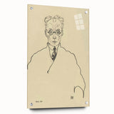 Striking Art Deco Wall Art - Minimalist Portrait of Franz Blei in Ink