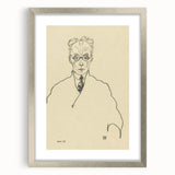 Striking Art Deco Wall Art - Minimalist Portrait of Franz Blei in Ink