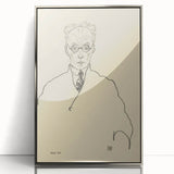 Striking Art Deco Wall Art - Minimalist Portrait of Franz Blei in Ink