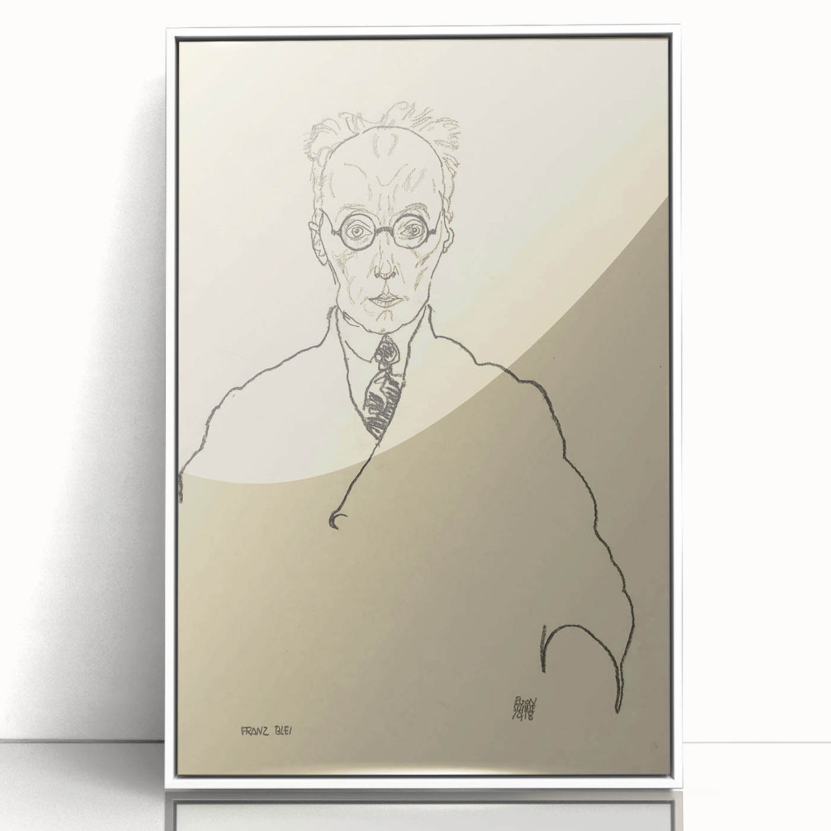 Striking Art Deco Wall Art - Minimalist Portrait of Franz Blei in Ink
