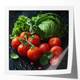 Rolled canvas print featuring a detailed illustration of assorted fruits in vibrant colors, ideal for art wall dining room.