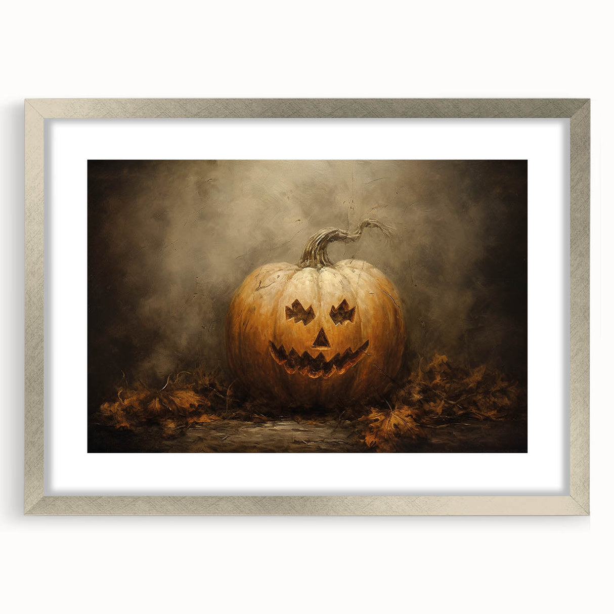 Haunted Jack O Lantern Halloween Canvas Art - Spooky Oil Painting