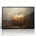 Haunted Jack O Lantern Halloween Canvas Art - Spooky Oil Painting