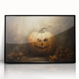 Haunted Jack O Lantern Halloween Canvas Art - Spooky Oil Painting