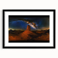Desert landscape framed artwork in a sleek black frame with a white mat, showcasing vibrant colors and intricate details, perfect for modern home decor.