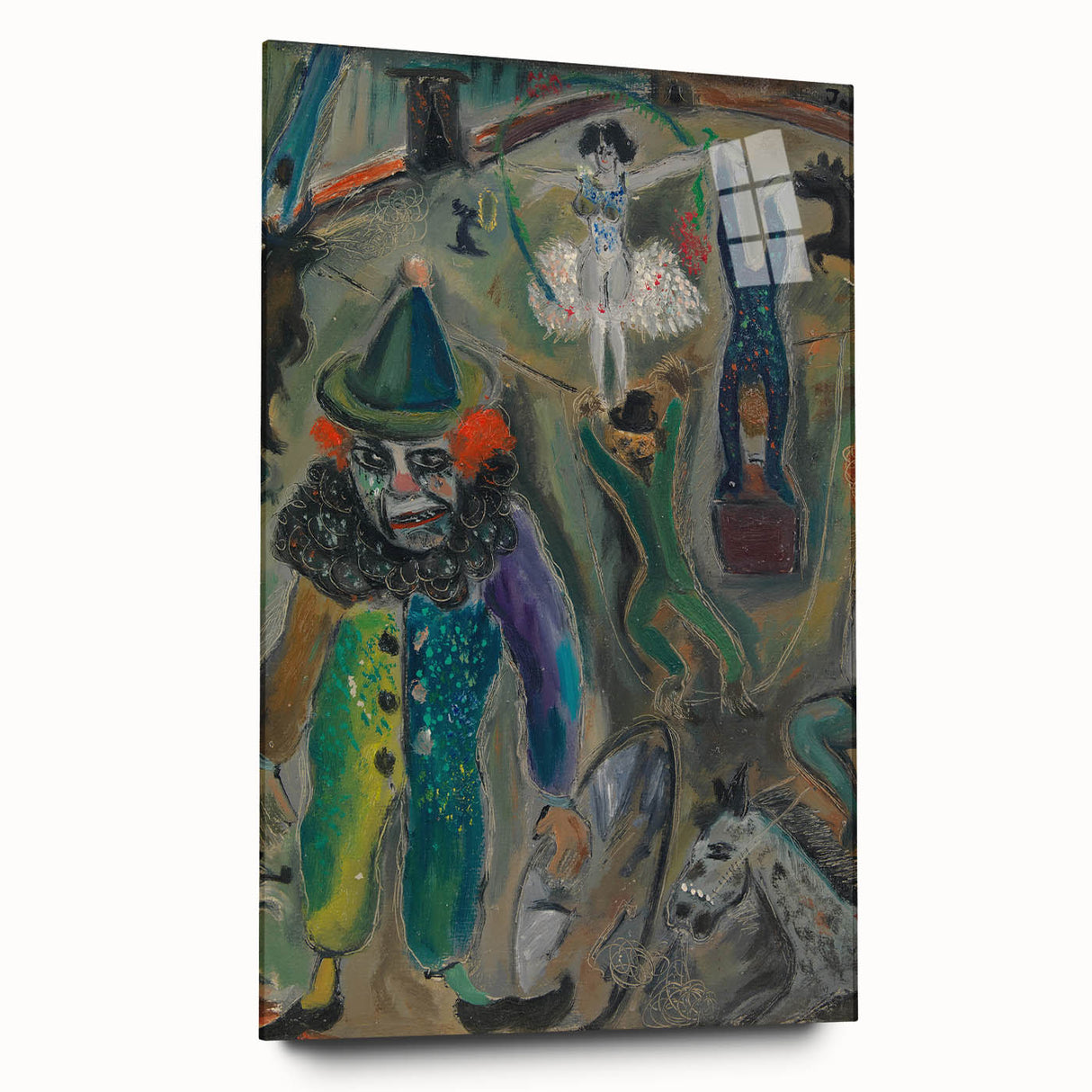 Expressive Circus Scene Art Print – Modern Clown & Performers Design