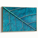 Close-up of green leaves wall art on framed canvas, ideal for bedroom decor.