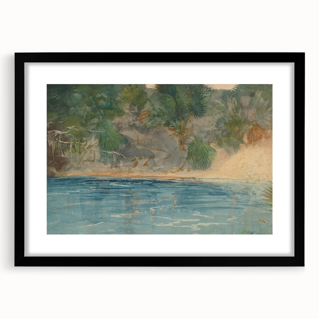 Realism Art Print - Blue Spring, Florida by Winslow Homer Canvas Art