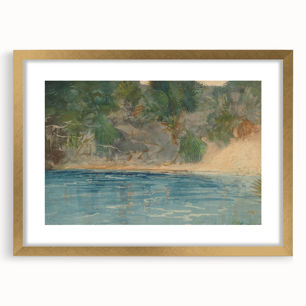 Realism Art Print - Blue Spring, Florida by Winslow Homer Canvas Art
