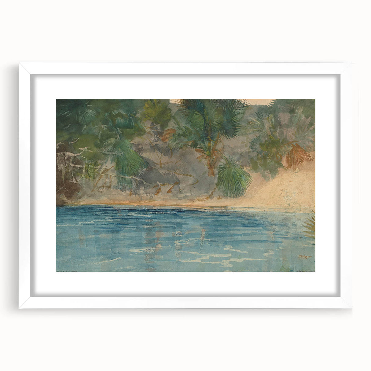 Realism Art Print - Blue Spring, Florida by Winslow Homer Canvas Art