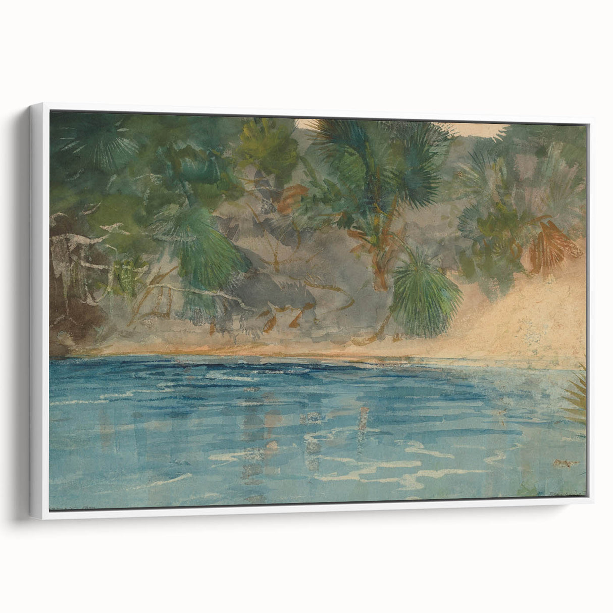 Realism Art Print - Blue Spring, Florida by Winslow Homer Canvas Art