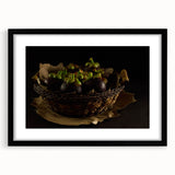 Rustic Mangosteen Basket Art – Vintage Kitchen Still Life Print