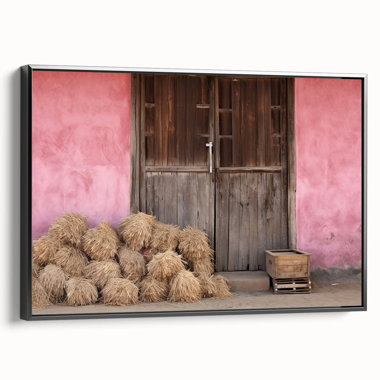 Black and white landscape art painting of Albania on framed canvas, ideal for bedroom wall decor.