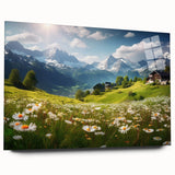 Large abstract wall art of a European scenery in Austria, with muted earth tones on acrylic glass.