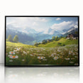 Large abstract wall art depicting a stylized European scenery in muted earth tones on a framed acrylic.