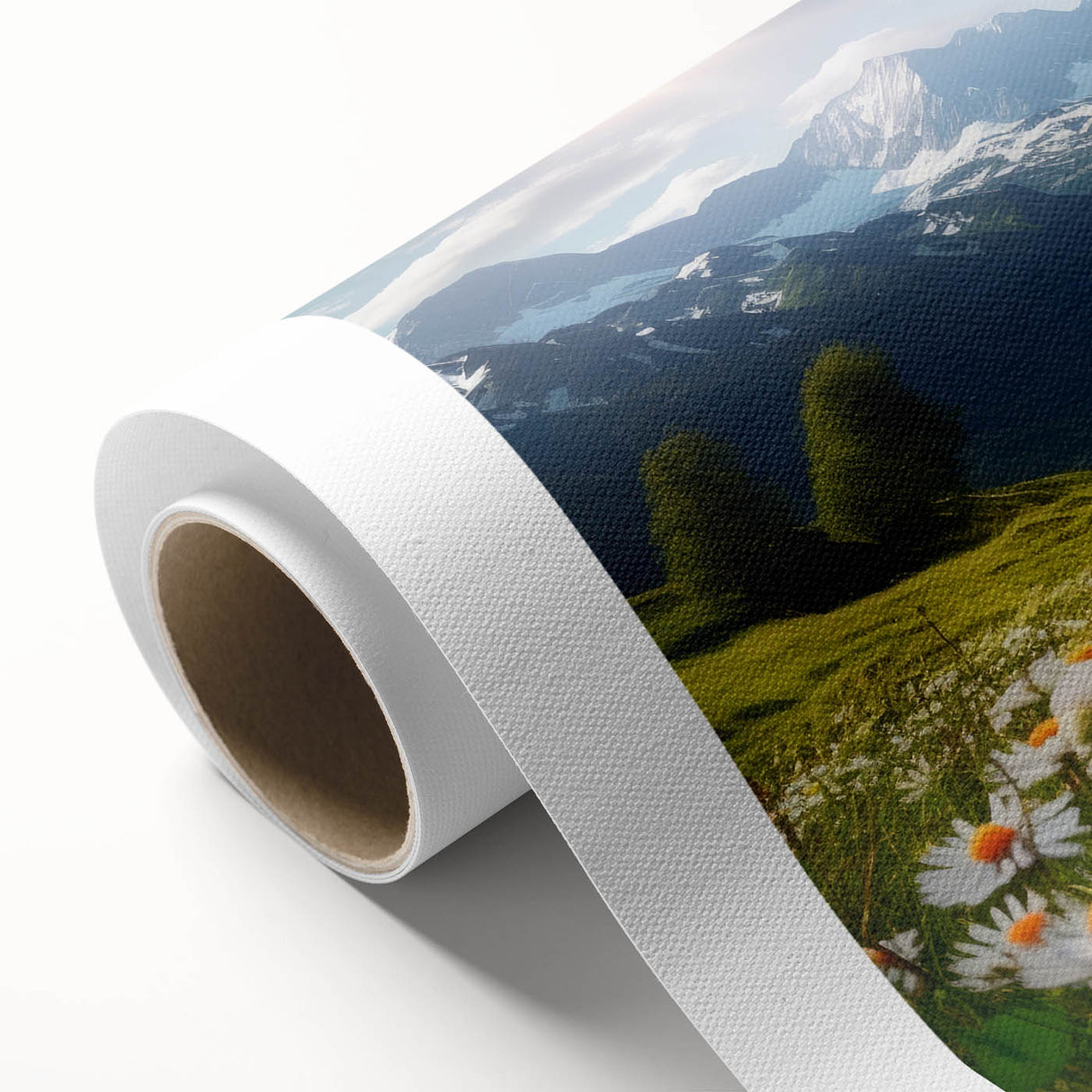 Art Deco poster depicting a serene Austrian landscape on rolled canvas.