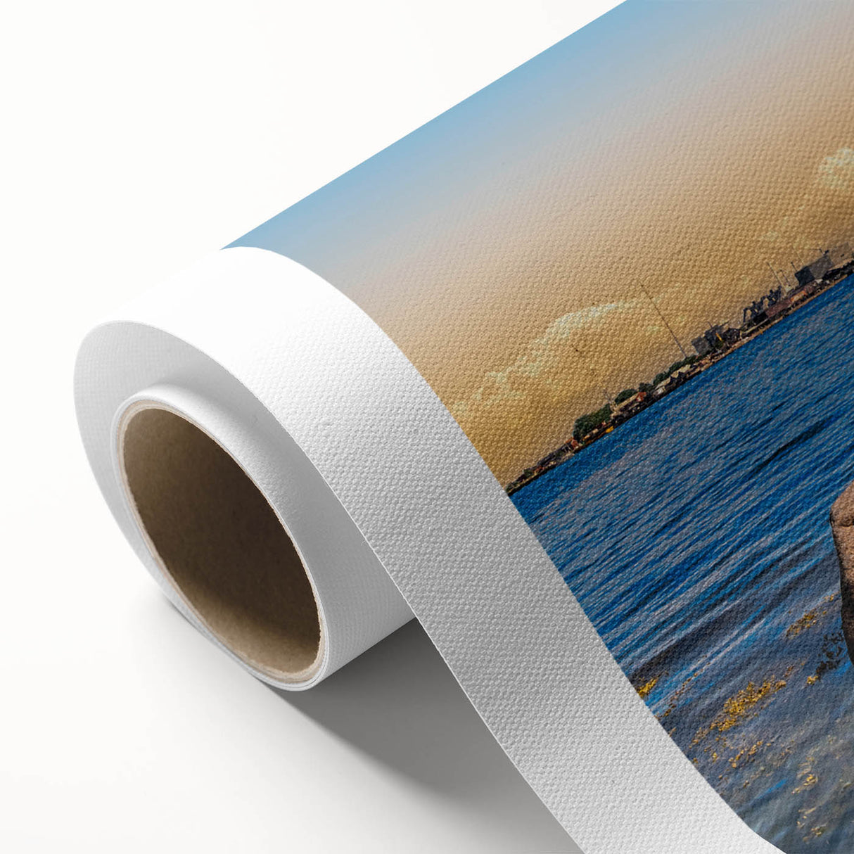 Art Deco poster of a European scenery in Denmark, featuring muted colors on rolled canvas, ideal for nursery wall art.
