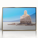 Framed acrylic print of a Bolivian landscape in earth tones, ideal for modern art wall decor.