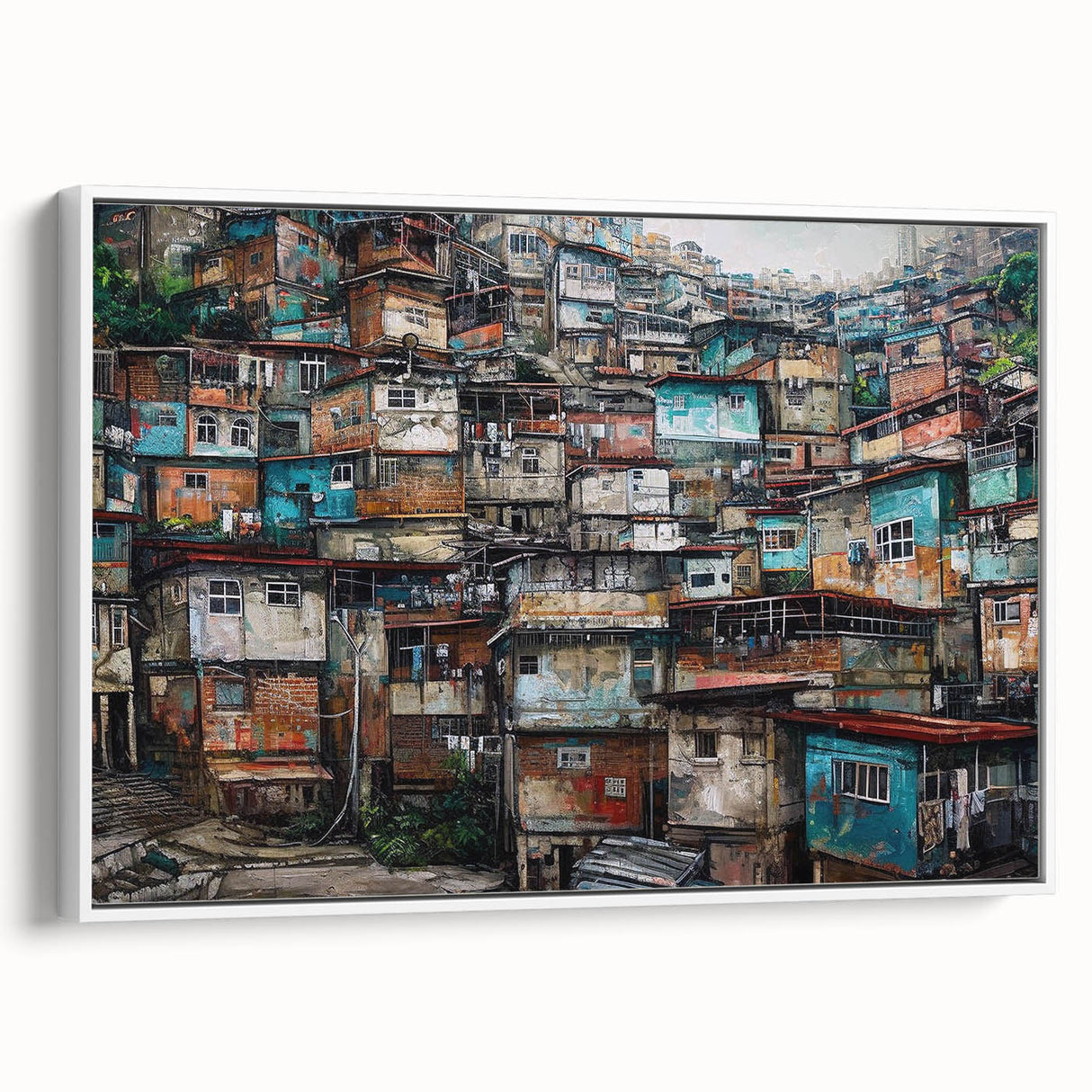 Vintage poster art featuring a colorful Brazilian landscape on extra large framed canvas, ideal for living room decor.