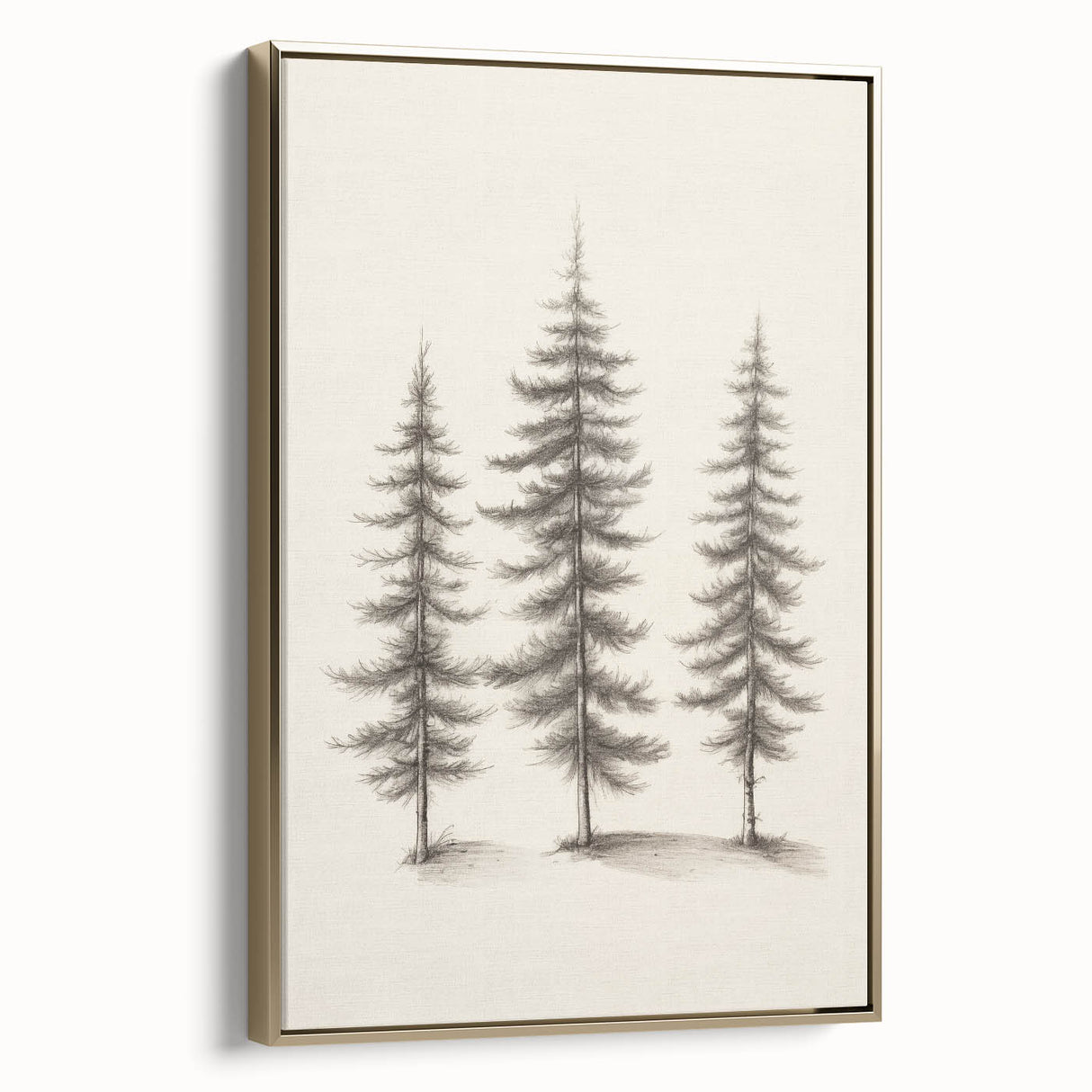 Winter landscape painting on framed canvas with muted blue and white tones, ideal for bedroom wall art.