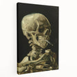 Side view of a large stretched canvas featuring a Van Gogh-inspired abstract design in vibrant blue and yellow tones.
