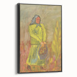 Expressionist Woman with Basket – Vibrant Figurative Wall Art
