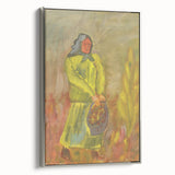 Expressionist Woman with Basket – Vibrant Figurative Wall Art