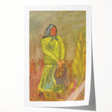 Expressionist Woman with Basket – Vibrant Figurative Wall Art