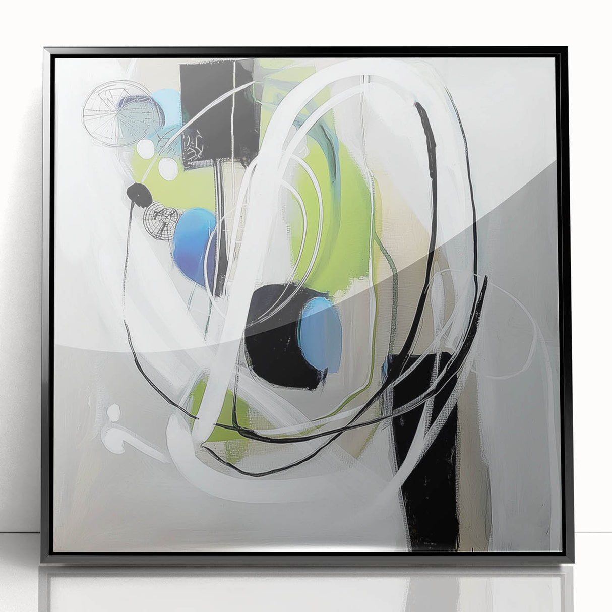 Abstract Art Prints – Modern Green and Blue Geometric Wall Design